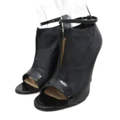 クリスチャンルブタン Christian louboutin パンプス ブーティ オープントゥ ハイヒール ピンヒール レザー 皮革 35 22cm 黒 ブラック ■IBO90