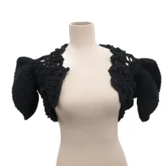 ケイタマルヤマ KEITA MARUYAMA ニット カーディガン ボレロ レース 編み込み カシミヤ混 黒 ブラック 1 約S