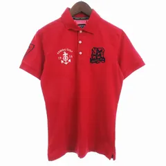 アドミラル Admiral ポロシャツ カットソー 鹿の子 半袖 ゴルフ 刺繍 赤 レッド M