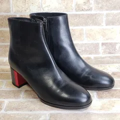 美品 アニエスベー レザー プレーン ショートブーツ 23.0 日本製 ブラック agnes b.