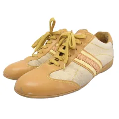 ルイヴィトン LOUIS VUITTON 1016 スニーカー シューズ 靴 フラット ローカット ロゴ 6.5 25.5cm 黄 イエロー ■IBO90