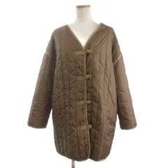 ディスコート Discoat キルティング ジャケット 中綿 Vネック 長袖 F 茶 ブラウン ■FF