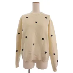 ラジエム La-gemme ニット セーター 長袖 クルーネック ハート柄 刺繍 アイボリー