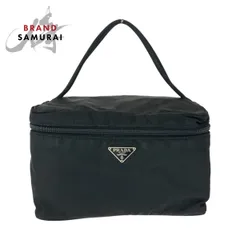 美品 PRADA プラダ テスート 三角ロゴプレート ブラック 黒 シルバー金具 ナイロン ハンドバッグ バニティバッグ レディース 505364【中古】