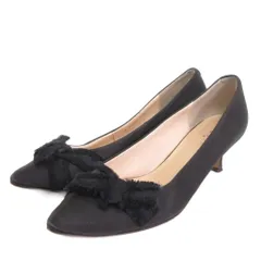 ダイアナ DIANA パンプス ヒール リボン レザー 黒 ブラック 23.5 靴 ■OM