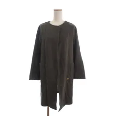 ブルーレーベルクレストブリッジ BLUE LABEL CRESTBRIDGE ノーカラーコート ひざ丈 ワンポイント 55F91-646-56 茶 ブラウン 36 ■TC