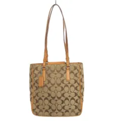 コーチ COACH シグネチャー トートバッグ スクエア 6090 総柄 キャンバス レザー ベージュ 鞄