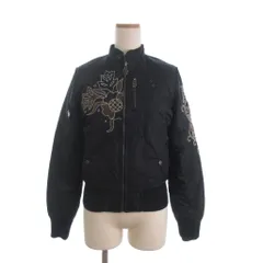 ディーゼル DIESEL ナイロンジャケット ブルゾン 長袖 中綿 ジップアップ 花柄 刺繍 黒 ブラック S