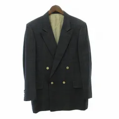 バーバリーズ Burberrys ヴィンテージ ホースロゴ釦 ダブル テーラードジャケット ブレザー 金釦 チェック マルチカラー 170AB5 約M IBO63 0214