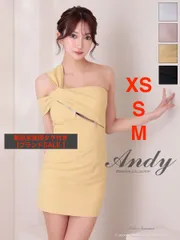 SALE イエロー [AN-ON2938]【Andy/アンディ】ストレッチ/ ジッパー/ アシンメトリー/ ワンショルダー/ ベア/ タイト/ ミニドレス/ キャバドレス AngelR エンジェルアール/ ローブドフルール/ DEAbyROBEdeFLEURS
