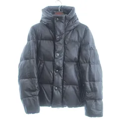 ナノユニバース nano universe 西川ダウン ラムレザー ダウンジャケット ジップアップ フード 668-0214007 黒 ブラック S