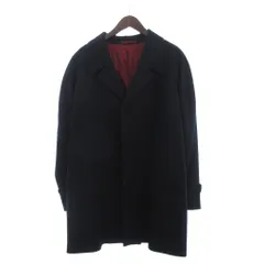 エルメネジルドゼニア Ermenegildo Zegna 美品 チェスターコート ミドル丈 カシミヤ 無地 比翼 紺 ネイビー