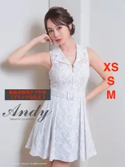 SALE ホワイト  [AN-ON2820]【Andy/アンディ】フラワーレース/ ジッパー/ ジップ/ 襟/ ノースリーブ/ サイドプリーツ/ フレア/ キャバドレス/ AngelR エンジェルアール/ ローブドフルール/ DEAbyROBEdeFLEURS