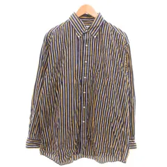 ブルックスブラザーズ BROOKS BROTHERS 長袖シャツ ストライプ柄 ボタンダウン L 紺 ネイビー  イエロー /YJ ■YHS15