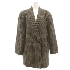 ダックス DAKS 美品 テーラードジャケット ダブル ウール 11AR 緑 グリーン 黒 ブラック チェック柄 /YJ ■YHS15