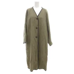 フレームワーク Framework ノーカラーコート ロング  36 カーキ Vネック パイピング /KR ■YHS10