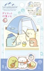【中古】ノート・メモ帳 かわうそとすみっコキャンプテーマ(ブルー) ダイカット付箋メモ 「すみっコぐらし」