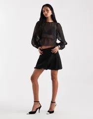 ヴェロモーダ レディース ボトムスカート ミニ Vero Moda organza puffball hemini skirt part of a set Black ブラック
