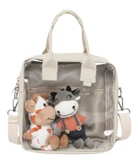 小さめ シール帳入れにも ぬいポーチ 斜めがけ ぬい活 3WAY 透明窓 クリア ショルダー 軽量 ぬいぐるみポーチ ビニール くすみカラー 痛バ レディース いたばっく 推し活グッズ