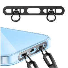 2点吊り 2口タイプ 極薄0.4mm ステンレス製 スマホストラップホルダー 金属 携帯ショルダー 充電影響なし iface ケース対応 落下紛失防止 全機種対応