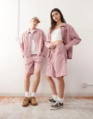 リクレイム ヴィンテージ レディース ボトムス ハーフパンツ・ショーツ ショートパンツ Reclaimed Vintage unisex longline shorts plaid part of a set Red check レッド