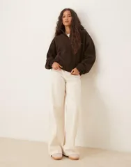 エイソス レディース アウター パーカー・スウェット ハーフジップ フリース ASOS DESIGN half zip polar fleece in chocolate Chocolate チョコレート