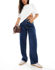 ヴェロモーダ レディース ボトムス デニムパンツ デニム ジーンズ Vero Moda barrel leg jeans in dark blue denim Dark Blue Denim デニム