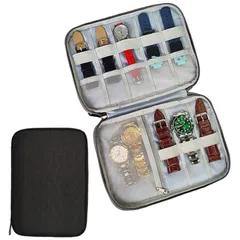 【在庫セール】サムコス 時計ストラップバッグ ガジェットポーチ 腕時計ハンド ベルト 収納ケース アクセサリーケース 小物入れ ポーチ メンズ 配線アクセサリー 出張 旅行 便利 多用途収納バッグ (ブラック)