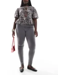 オンリーカーブ レディース ボトムス デニムパンツ ハイウエスト ジーンズ ONLY Curve high waist skinny jeans Medium Gray グレー