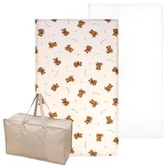 un doudou お昼寝布団 3点 セット テディベア 綿100% 防水バッグ 付 固わたマットタイプ 保育園 部洗える お昼寝布団セット 1208-FUTON-3 C-140CH 390b9a25