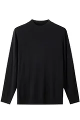 新品 [ZHILI] メンズ100%メリノウールスタンドカラーセーター-16 Gスリム保温スリムプルオーバー、30+ビジネスカジュアルニット（210 g軽やか） _ブラック_2XL