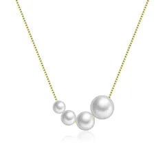 【新品】 [Umiwe] パール ネックレス レディース 人気 淡水真珠 ネックレス ペンダント シルバー925 金属アレルギー対応 アクセサリー お祝いのプレゼント 女性 ジュエリ ー ギフトボックス付き ゴールド 1