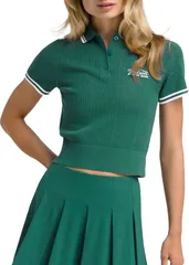 ウィルソン レディース トップス ポロシャツ Wilson Womenshrunken Essex Tennis Polo Field Green グリーン