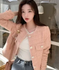 春・秋 レディース ツイード ジャケット