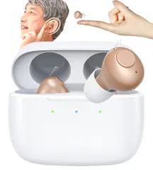 集音器 【2026年新設計・ワンボタン式・イヤホンタイプ】 耳穴 高齢者 しゅうおんき 音量調整・簡単操作 最大約18時間連続使用 目立たない 片耳/両耳 ケース付 200時間の充電が可能 人間工学 軽量 快適 USB充電式 ギフト プレゼン 441de305