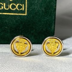 正規レア グッチ 騎士 クレストカフス エンブレムロゴボタン オールド 金×銀 正規レア グッチ 騎士 クレストカフス エンブレムロゴボタン オールド