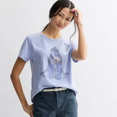 ディズニー レディース トップス Tシャツ グラフィック Women s Disney s Winnie the Pooh Eeyore Studshort Sleeve Graphic Tee Blue ブルー