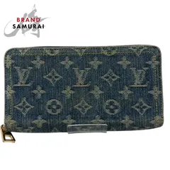 ルイヴィトン モノグラム ジッピーウォレット 24SS LVリミックス インディゴブルー ゴールド金具 デニム/レザー M82958 長財布 I2-00039【中古】