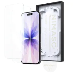 【新品】 「バリ楽Box」NIMASO ゴリラガラスフィルム iPhone 17/iPhone 16 Pro用 耐衝撃 硬度9H+ 強化ガラス 光沢 指紋防止 保護フィルム 貼りやすい 自動除塵 気泡ゼロ 2枚セット いPhone17/いPhone 16  0