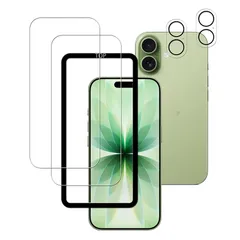 【新品】 HKKAIS iPhone 17 用の フィルム【2+2 枚セット】ガイド枠付き 日本製硝子採用 iPhone 17 用の ガラスフィルム カメラフィルム 強化 ガラス 液晶画面 保護フィルム