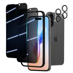 【新品】 PRTEXLAB【覗き見防止】 iPhone17用 ガラスフィルム 横から見えない アイフォン17用 高感度タッチ 傷に強い 米軍MIL規格 硬度9H 強化ガラス 耐久性強い プライバシー保護 高透過率 飛散防止 (ガイド枠+クリーニングセット付 0