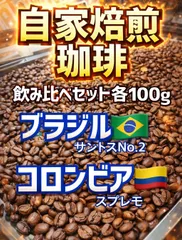 自家焙煎珈琲　飲み比べセット各100g ブラジル・コロンビア