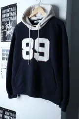 (M-L) YK フード付きTシャツ ビックロゴ ネイビー オールドスクール 1サイズ-174B6