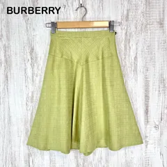 BURBERRY LONDON バーバリーロンドン チェック 総柄 スエード 膝丈 フレアスカート ライトグリーン キッズ 150cm