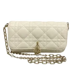 ディオール/クリスチャンディオール ショルダーバッグ マイ ディオール ディオール トーク フォンバッグ アイボリー ラムスキン