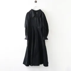 フーフー foufou THE DRESS #28 big collar button dress ビッグカラーボタンドレス 1＼ブラック ワンピース フレア【2400014725605】