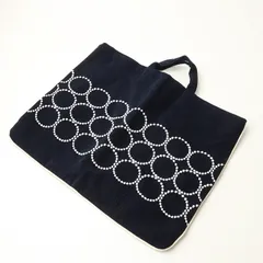 ミナペルホネン mina perhonen レッスンバッグ tambourine ｜ネイビー ハンドバッグ 刺繍 トートバッグ 【2400014648898】