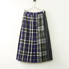 極美品 2024AW オニールオブダブリン O'NEIL OF DUBLIN パッチプリーツスカート GB10＼ブルー系 フレア ウール【2400014814071】