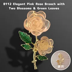 ブローチ 薔薇 ローズ ピンク 2輪 花 華やか ゴールド アンティーク調 上品 1個 パーツ DIY