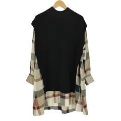 ブルーレーベルクレストブリッジ BLUE LABEL CRESTBRIDGE クレストブリッジチェックエアリーツイルベストコンビワンピース レディース JPN：36 